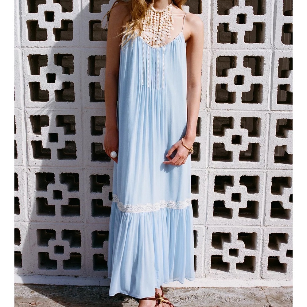 Zara sky blue MIDI SLIP DRESS